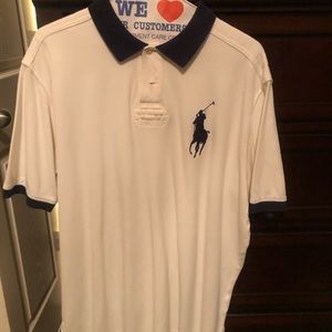 White and navy Polo